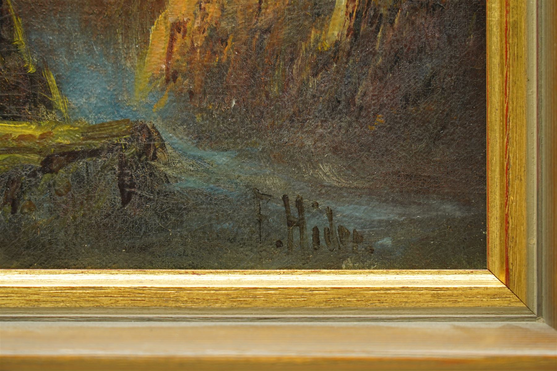 Frank Hider (British 1861-1933): 'The Glory of the Western Sky', oil on canvas signed, titled verso 29cm x 49cm