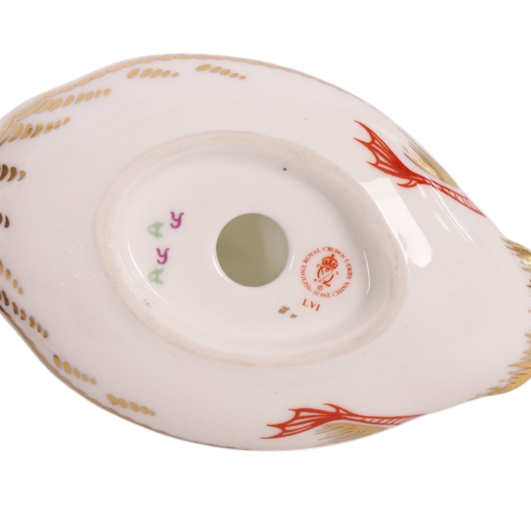 Royal Crown Derby paperweights, including Platypus gold stopper, Kingfisher silver stopper and four others without stoppers