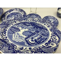 Spode Italian pattern blue and white ceramics, including serving bowl, butter dish, six side plates, five bowls etc