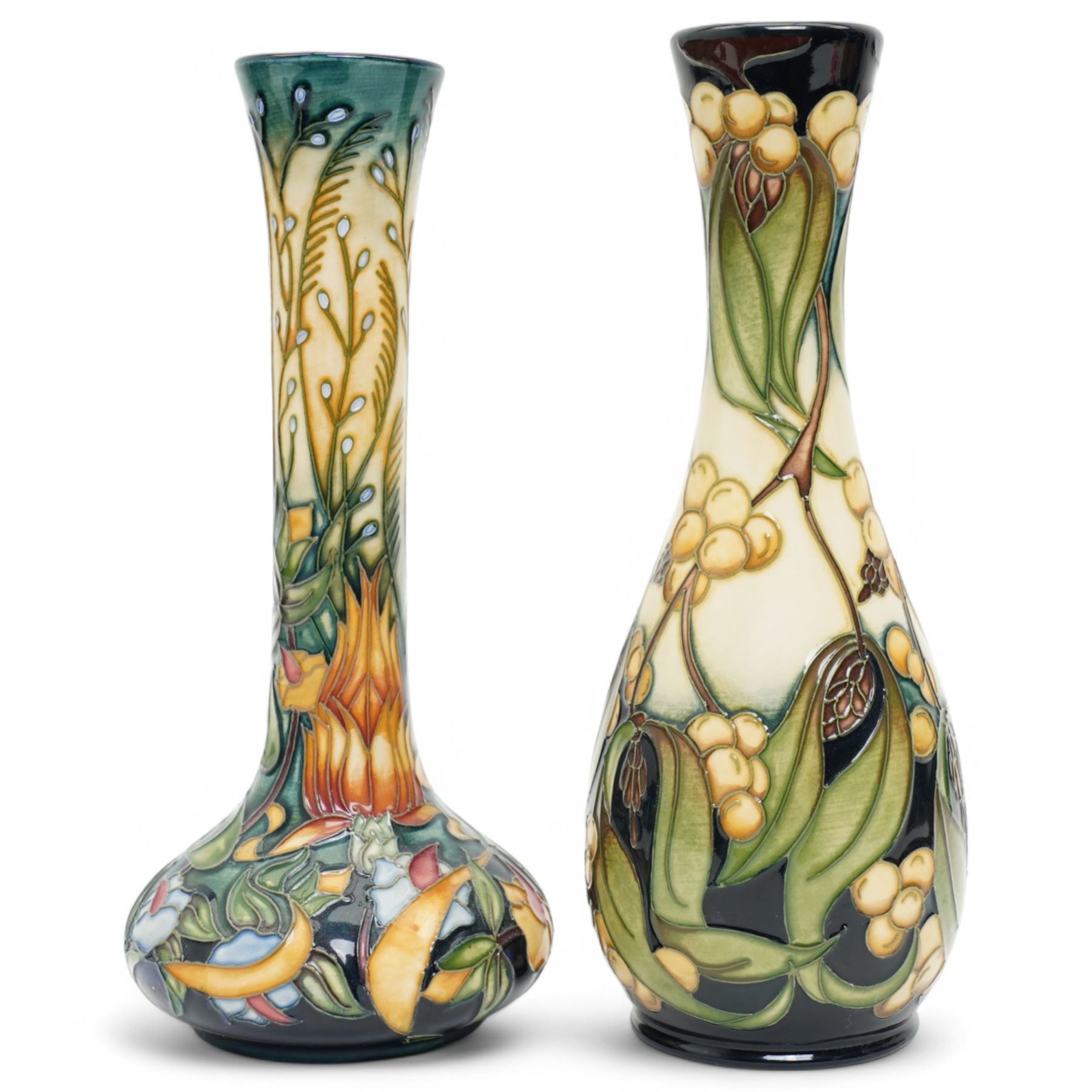Moorcroft Mistletoe pattern vase designed by Rachel Bishop H21cm and a Moorcroft  Prairie Summer vase designed by Rachel Bishop H20cm (2)