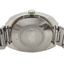 Teviot jump gentleman's automatic stainless steel and chrome plated wristwatch, back case No. 12653, on stainless steel strap