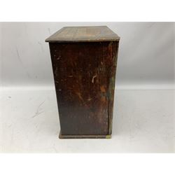 Early 20th Century Dewhurst table top chest, decorated with gilded 'Dewhurst's Sylko Machine Twist Strong Lustrous' lettering above six long drawers with names and numbers of cotton also detailed in gilt, H39cm