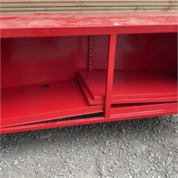 IKEA red painted metal two door media cabinet with keys - THIS LOT IS TO BE COLLECTED BY APPOINTMENT FROM DUGGLEBY STORAGE, GREAT HILL, EASTFIELD, SCARBOROUGH, YO11 3TX