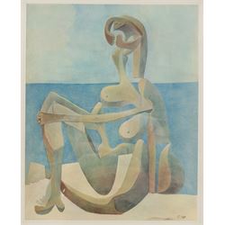 After Pablo Picasso (Spanish 1881-1973): 'Jeune Fille au Bord de la Mer', lithograph c.1945 with COA 20cm x 16cm