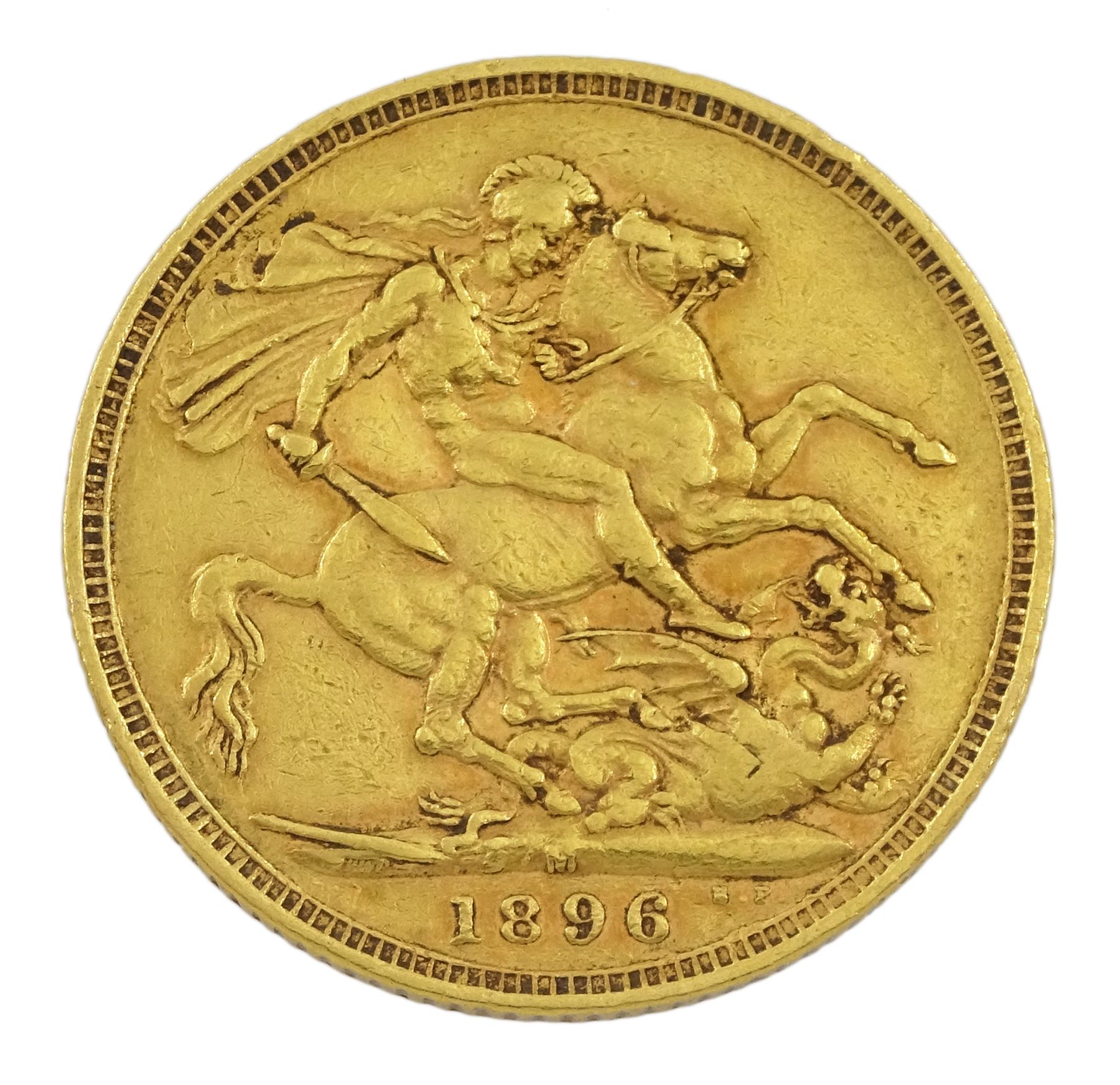 Queen Victoria 1896 gold full sovereign coin, Melbourne mint