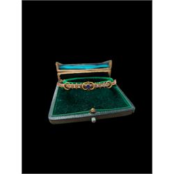 9ct gold stone set bangle, boxed