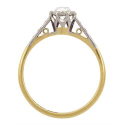 Early 20th century single stone old cut diamond ring, stamped 18ct Plat, diamond approx 0.60 carat


