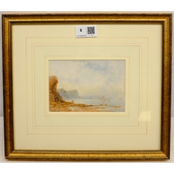 George Weatherill (British 1810-1890): Fisherman on the Rocks South of Whitby, watercolour signed and dated 1865, 9.5cm x 14cm  