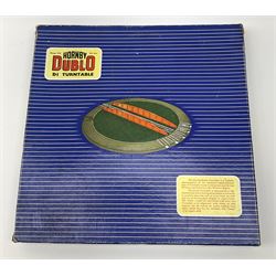 Hornby Dublo - six D1 accessories comprising Turntable; Through Station with separately boxed Platform Extension with Wall; Signal Cabin with orange roof and two packs of station names; Level Crossing; and Island Platform; all boxed (6)
