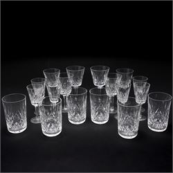 Part set of Waterford Lismore glass comprising six wine glasses in two sizes and six sherr...