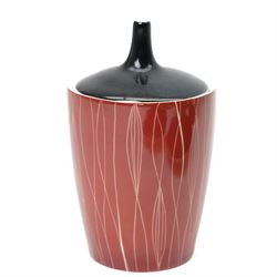 Polish 'Goplana' pattern mid-century coffee set, designed by Wincenty Potacki for Ćmielów, comprising coffee pot, creamer, sugar bowl, and five cups and saucers