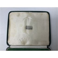 Mid-century cased set of six David Anderson guilloche and gilt coffee spoons, with enamelled bowls and handles stamped 'D.A', scales mark, '9255', 'Norway' and 'Sterling'