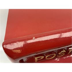 Reproduction red painted cast metal post box, H59.5cm