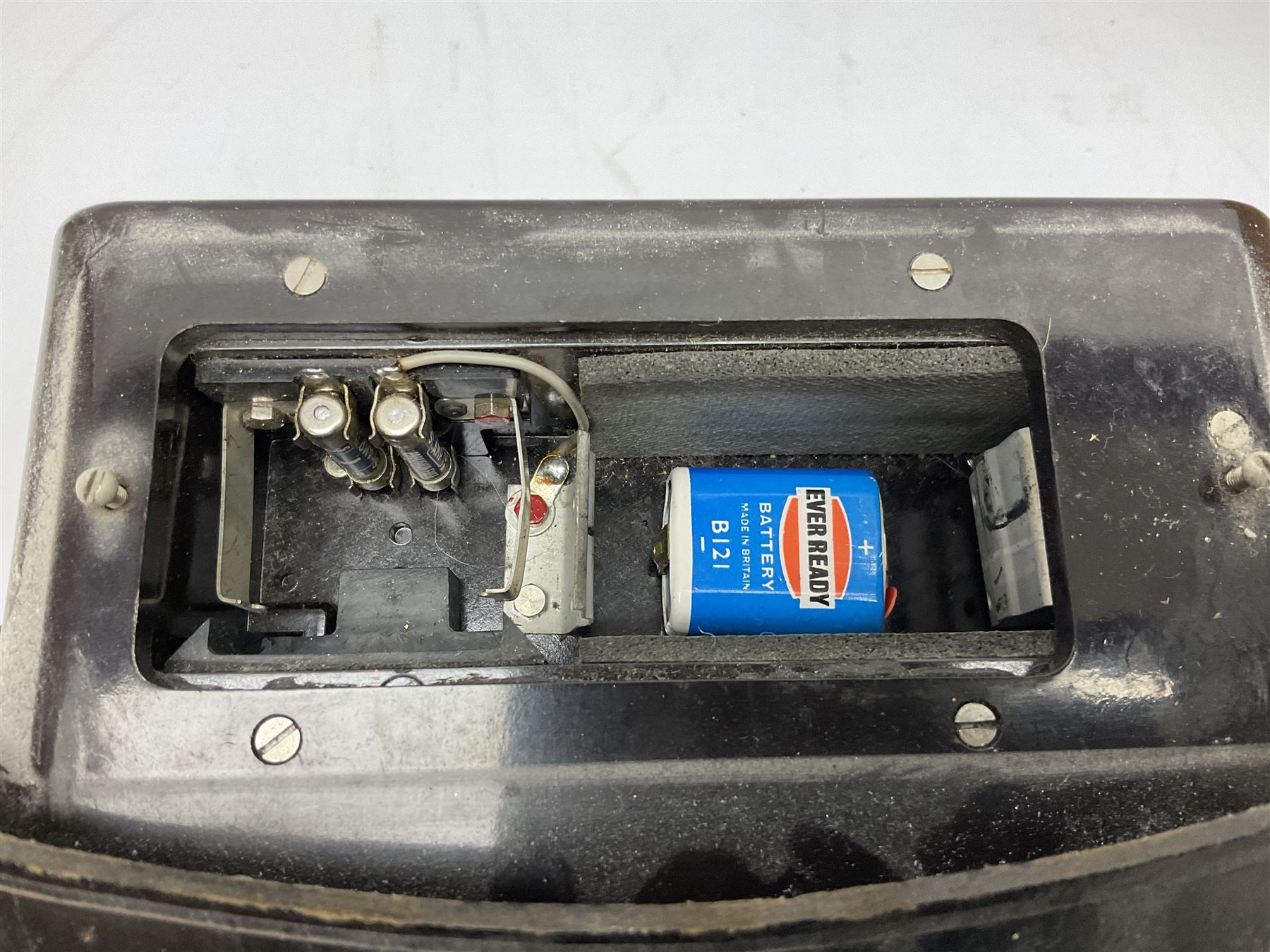 ASA Tokyo monocular microscope with black body, pitchfork base and wooden carrying box containing additional lenses No.47324 H29cm; Universal Avometer Model 8x Mk.III (Panclimatic); and Dansette 222 portable transistor radio (3)