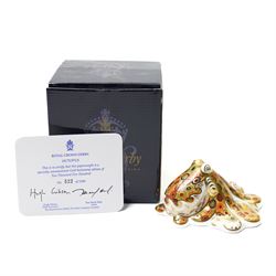 Royal Crown Derby 'Octopus' paperweight, limited edition 522/2500, with gold stopper and certificate, boxed