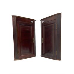 Pair of small inlaid mahogany corner cabinets, drop leaf Sutherland table and a mahogany pedestal table (4)