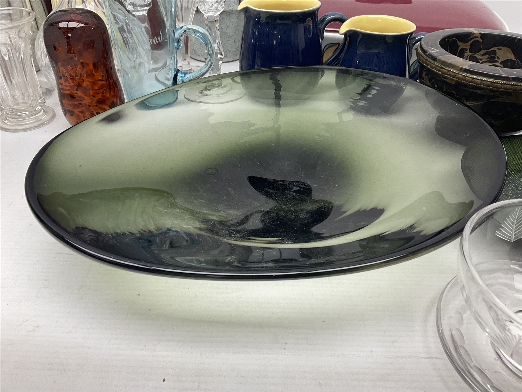 Denby coffee pot, together with Hornsea sugar shaker, glassware and other collectables 