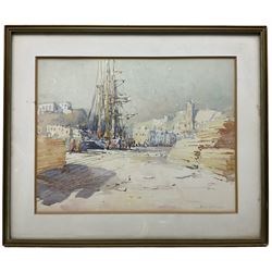 Harry Wanless (British c1872-1934): Low Tide Brixham Harbour, watercolour signed 22cm x 29cm