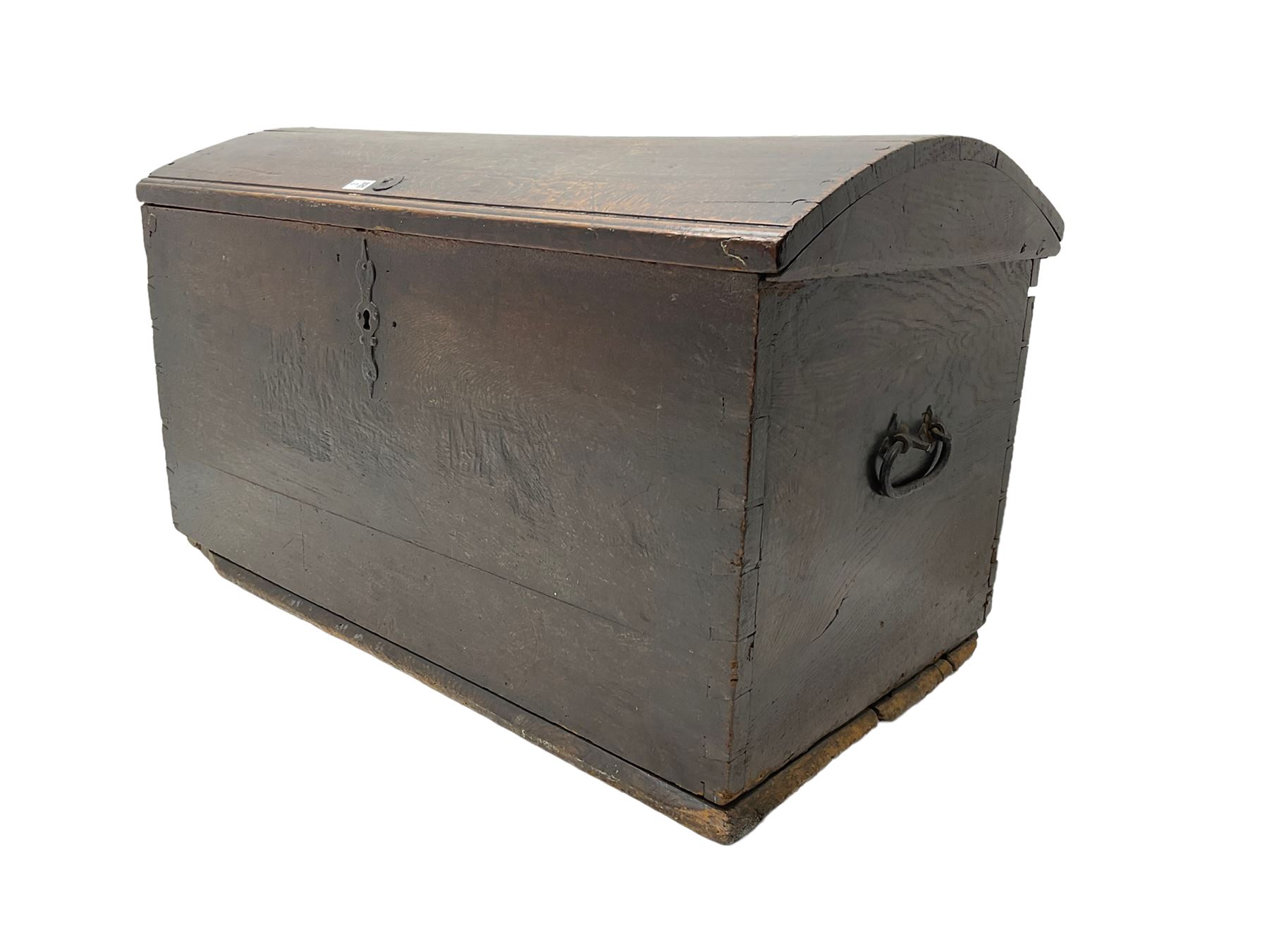 18th century oak blanket chest, hinged dome lid concealing fitted candle box 