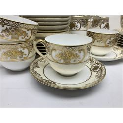 Noritake tea service for twelve, decorated with gilt foliate design, pattern no 44318, 42pcs