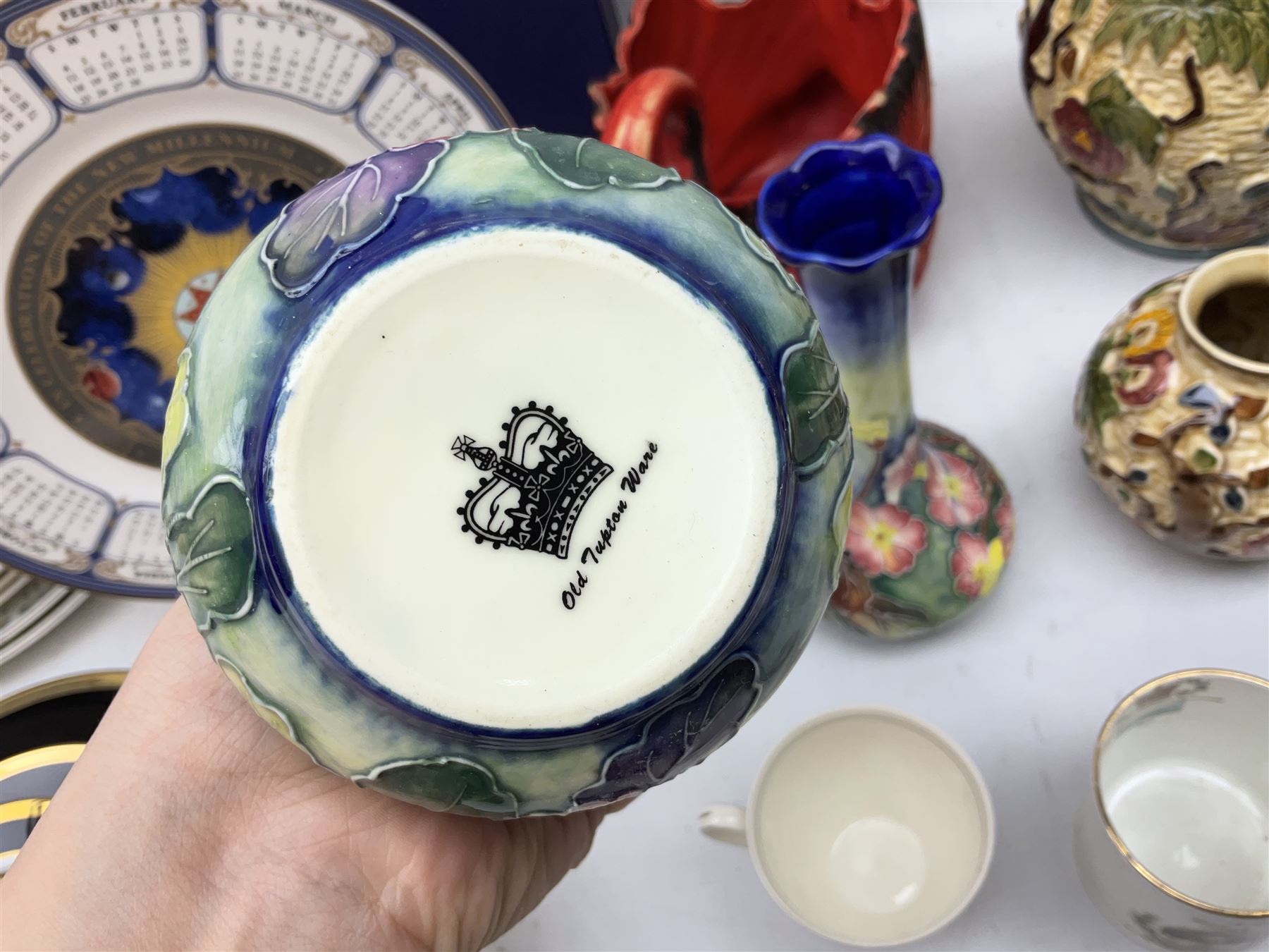 Tony Wood Indian Tree pattern jug and three vase, together with pair of Old Tupton Ware square baluster vases, and other ceramics, in two boxes
