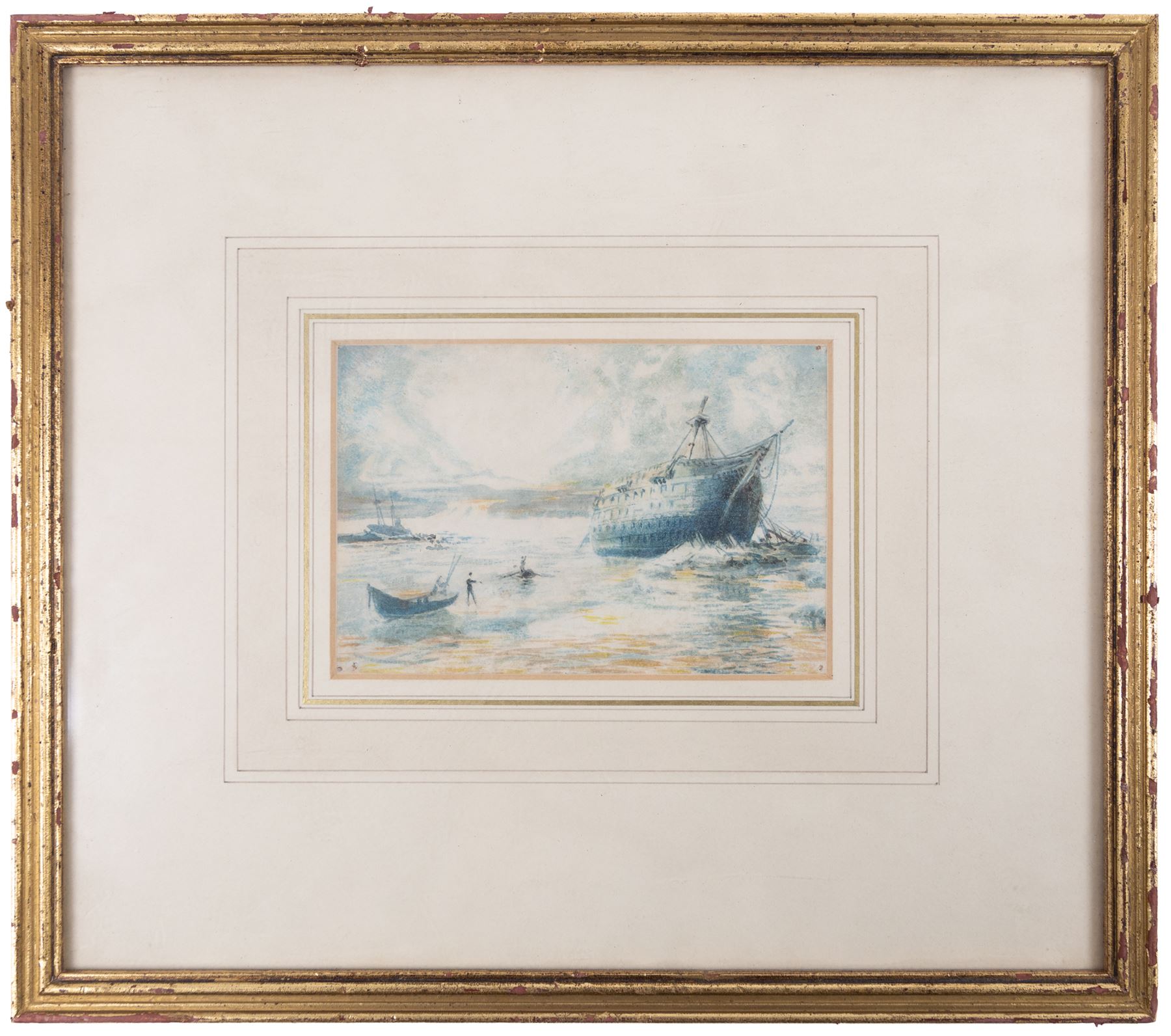 Attrib. William Lionel Wyllie (British 1851-1931): 'Hulks', watercolour unsigned, inscribed verso 'unsigned and for reproduction', 10cm x 15cm 