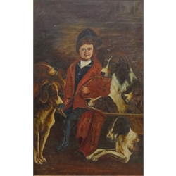  Boy with Fox Hounds, 19th century oil on canvas unsigned 70cm x 46cm  