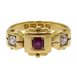  Victorian 18ct gold, ruby and diamond ring Birmingham 1880  