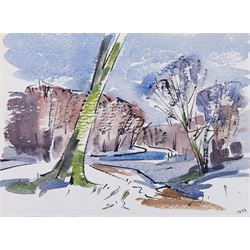 Angus Bernard Rands (British 1922-1985): Winter Scenes, set of four watercolours signed with initials, one dated 1972, max 15cm x 21cm; together with a collection of memorabilia, including a letter and various Christmas cards (unframed)