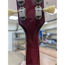 1967 Gibson ES-335 TDC electric guitar, in cherry red finish, made in USA, semi-hollow body, mother of pearl fret markers, original pick guard, original tuning pegs, contained within period hard case made in Philadelphia USA with orange velvet lining, guitar length L104cm