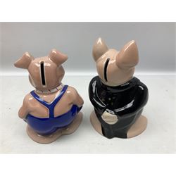 Set of five Wade NatWest money boxes, comprising father, mother, boy, girl and baby, four with original boxes 
