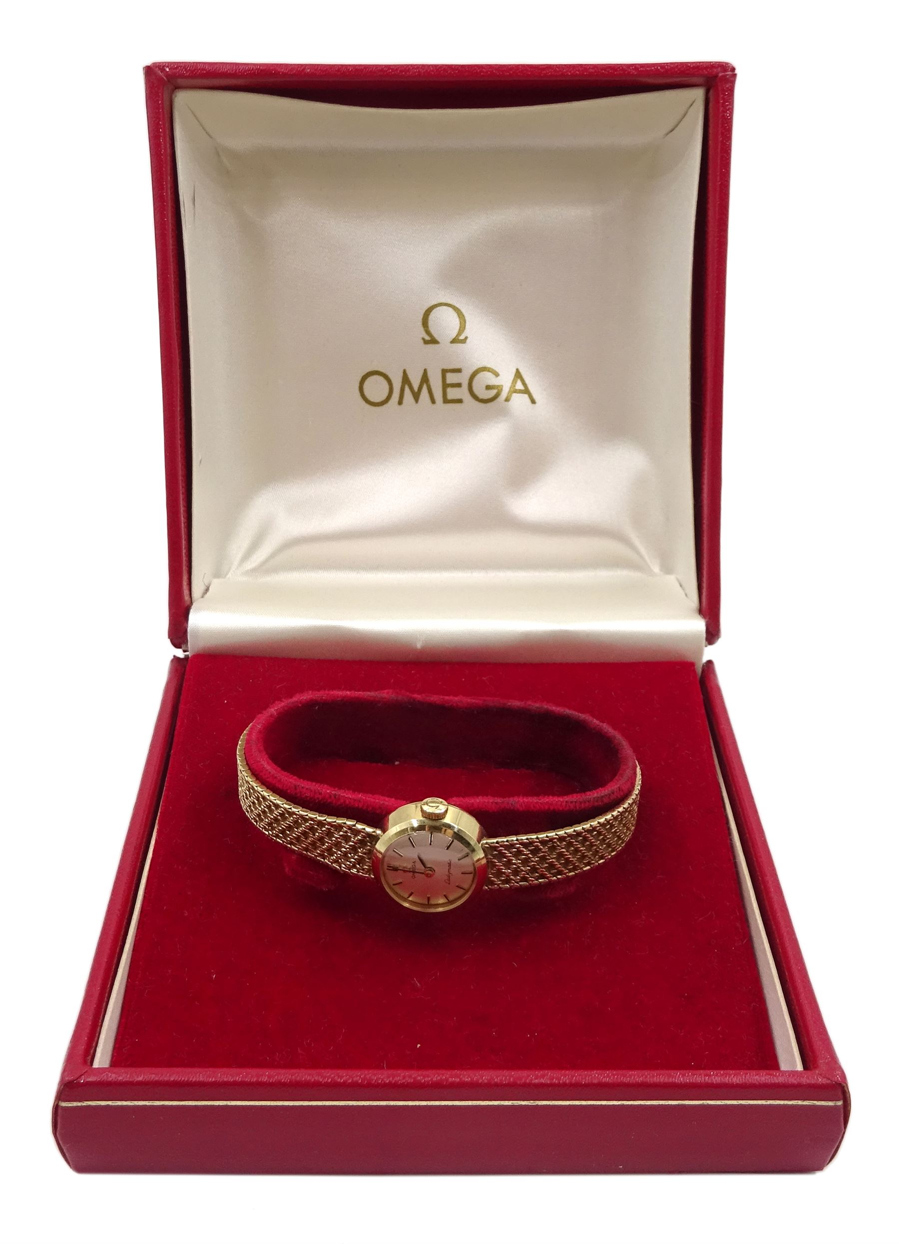 Omega Ladymatic 9ct gold bracelet wristwatch,  cal. 661, hallmarked, boxed