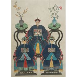 Chinese School (Late Qing Dynasty): Ancestral Family Portrait - each sitter wearing a fift...