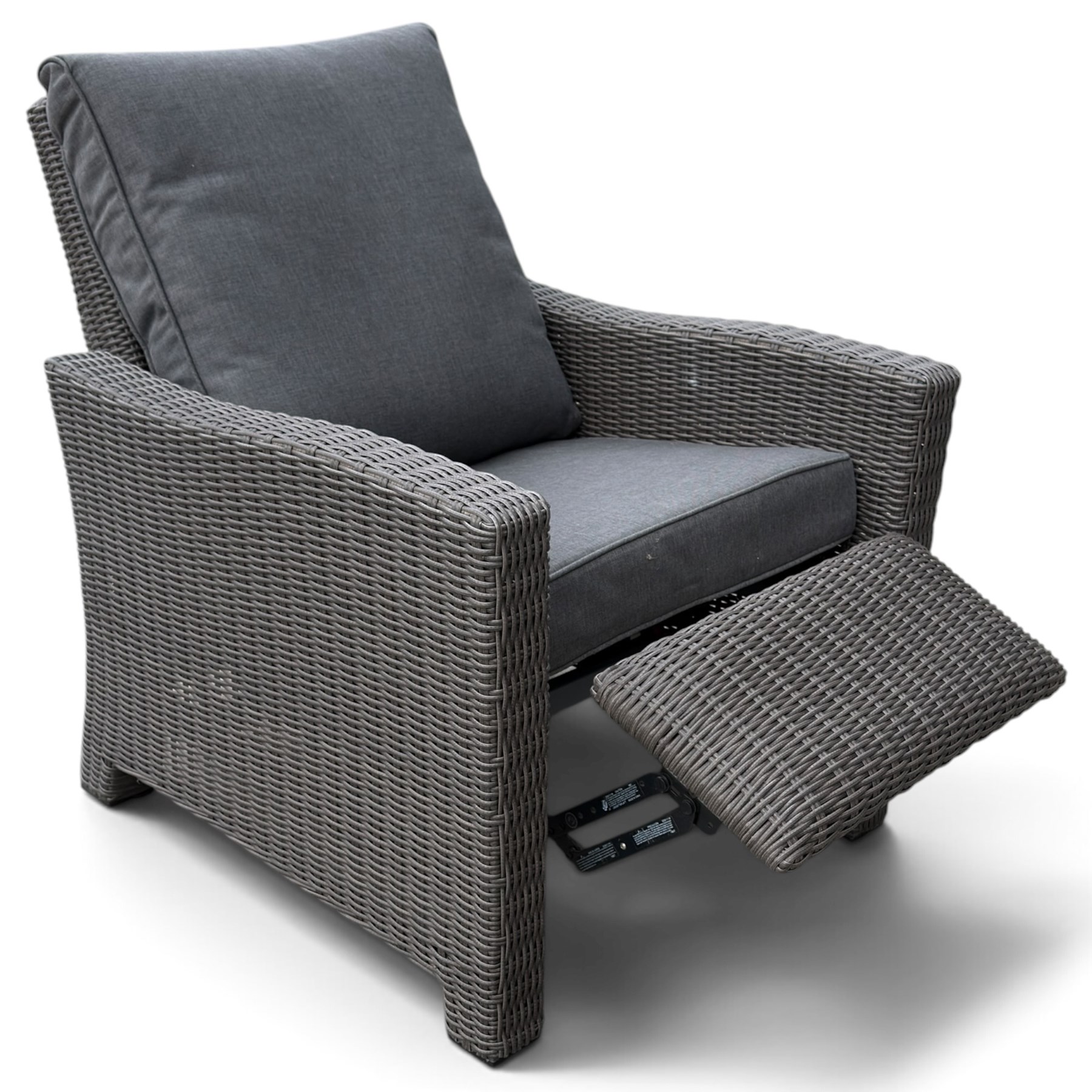 Kettler - Palma rattan garden reclining lounger chair, of high-back and square form with reclining and extending foot-rest function, with loose seat cushions and protective cover