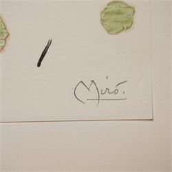 Joan Miro (Spanish (Catalan) 1893-1983): 'Tracé sur l'Eau' (Green), limited edition etching and aquatint on Rives BFK paper, signed and numbered 53/100 in pencil 29cm x 35cm (unframed)