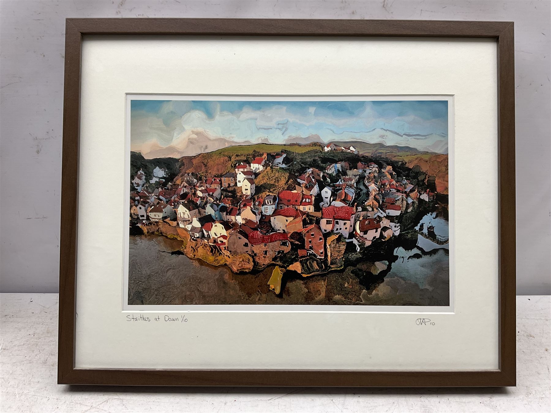 British Contemporary: 'Staithes at Dawn', digitally manipulated photograph indistinctly signed titled  dated '10 and numbered 1/10 on the mount 25cm x 38cm