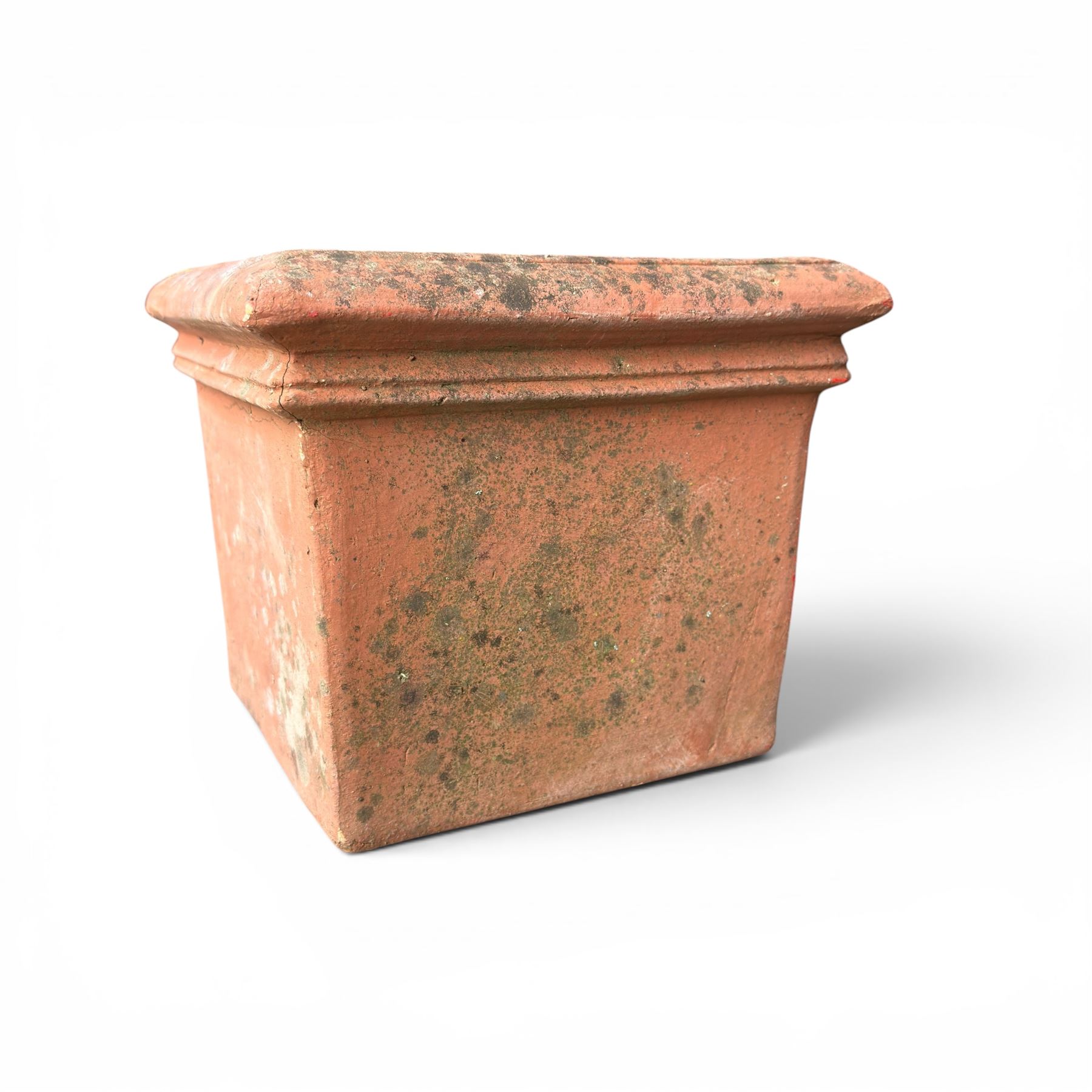 Collection of five terracotta garden planters along with rectangular sandstone trough 