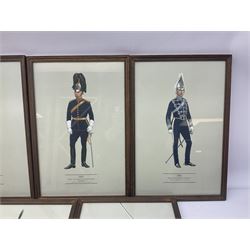 Collection of vintage military uniforms throughout the ages prints by P.H Smitherman, 'A Hugh Everlyn' Print to include; 1903 Quartermaster Sergeant, 1897 Officer The Yorkshire Hussars, 1903 Sba;tern, The Warwickshire Yeomanry, 1846 Officer, The West Somerset Yeomanry, etc 