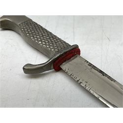 Nickel paperknife in the form of a German Model 1884/95 knife bayonet in scabbard L23.5cm overall