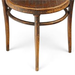 Fischel - Set of six early 20th century Czech Republic bentwood bistro chairs, with continuous hoop back, circular seat on tapering supports united by a stretcher