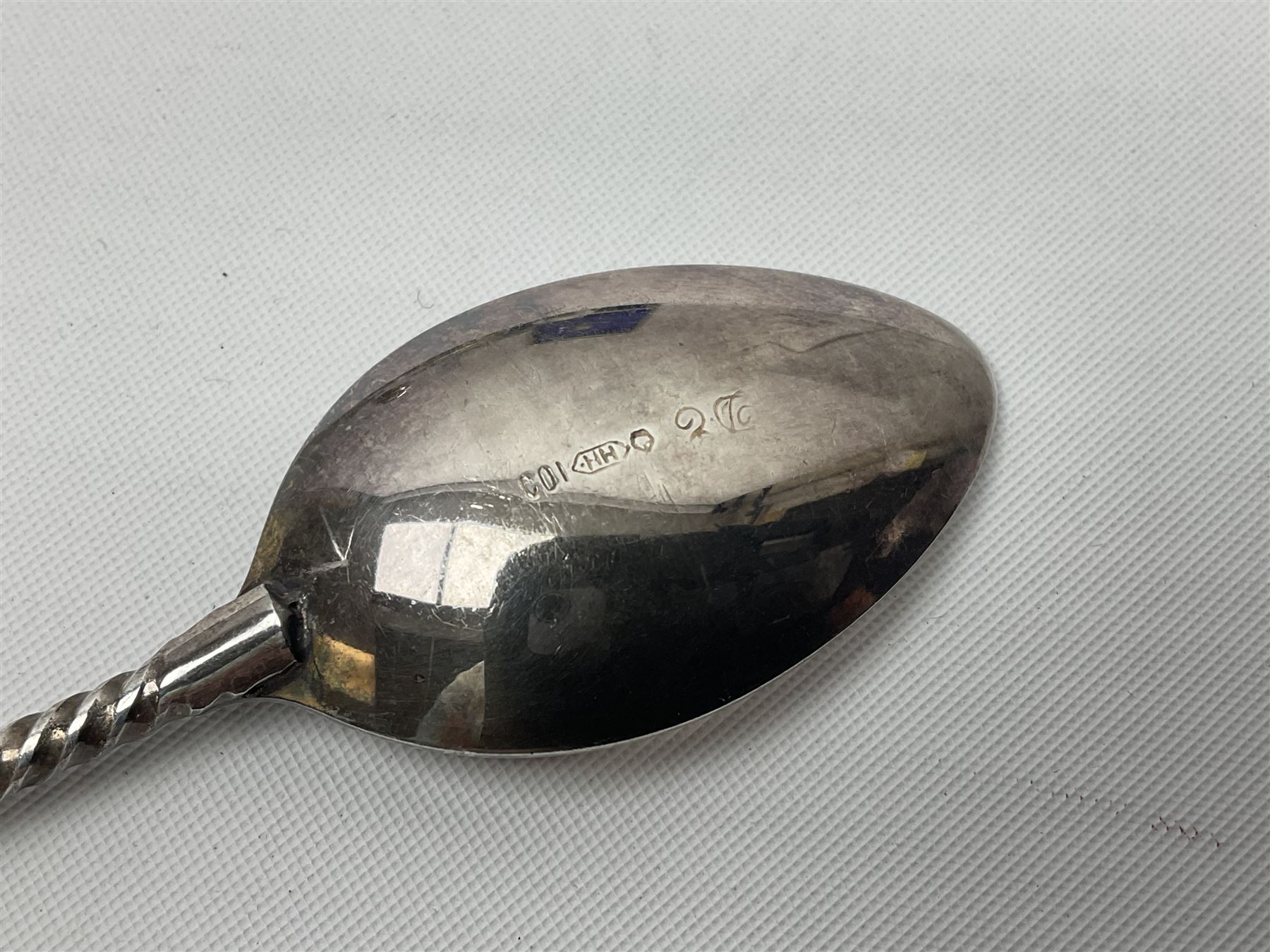 Pair of Georgian silver dress buttons, silver caddy spoon, silver fob medals, silver watches, set of six silver plated teaspoons, set of gilt buttons with ship design, etc