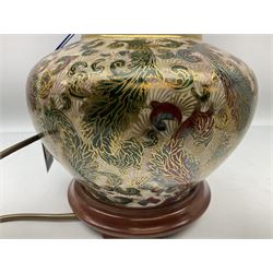 Rochamp Kashmir Kutani table lamp, with cream shade, excluding shade H32cm