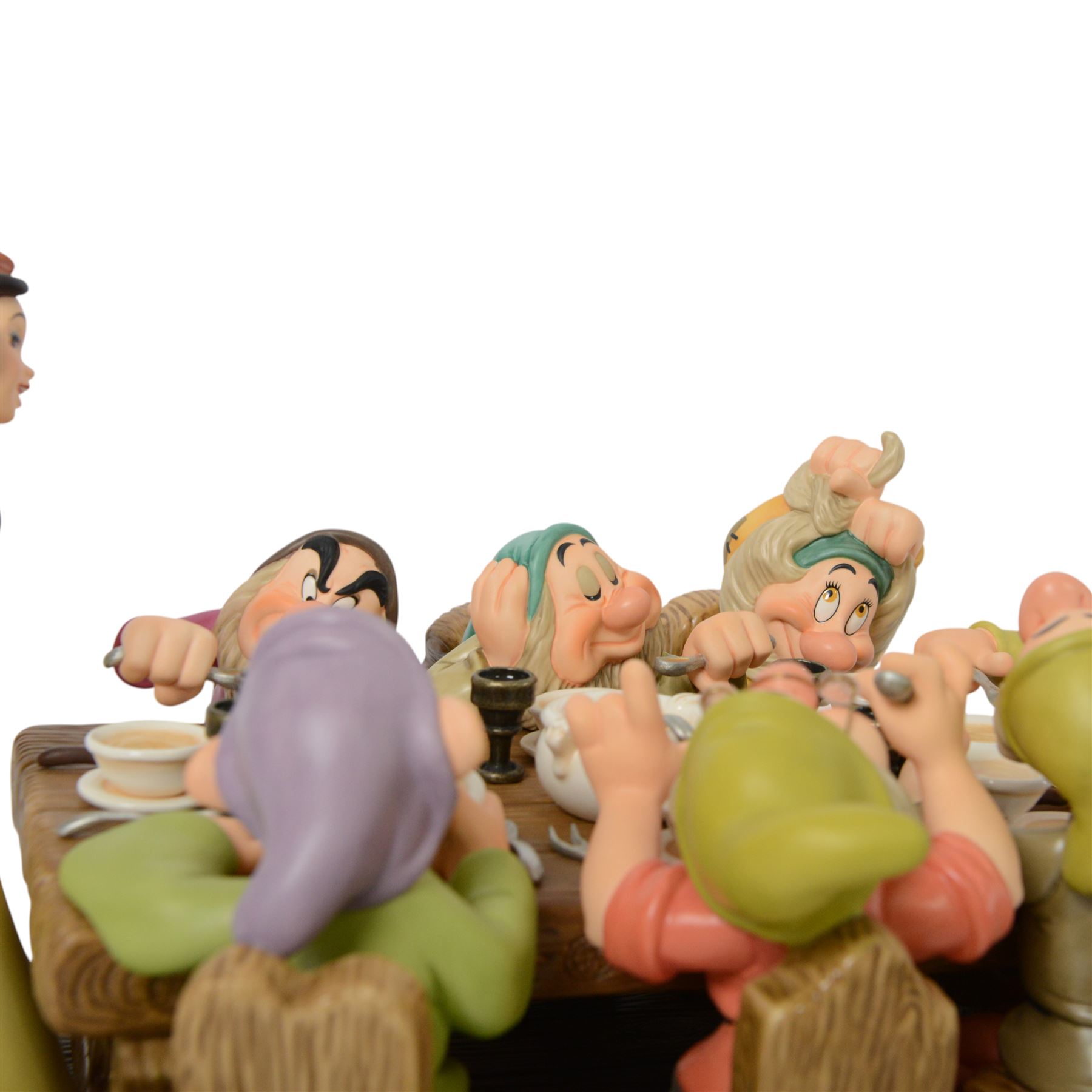 Limited Edition Disney Classics Collection figure group 'Soups On!', Snow White and the Seven Dwarves having dinner at a large table, boxed with certificate of authenticity and presentation video of the scene