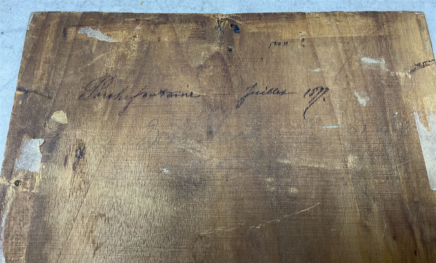 Eugène Alexis Girardet (French 1853-1907): Desert Town, oil on panel signed, indistinctly titled and dated 1877 verso 14cm x 23.5cm