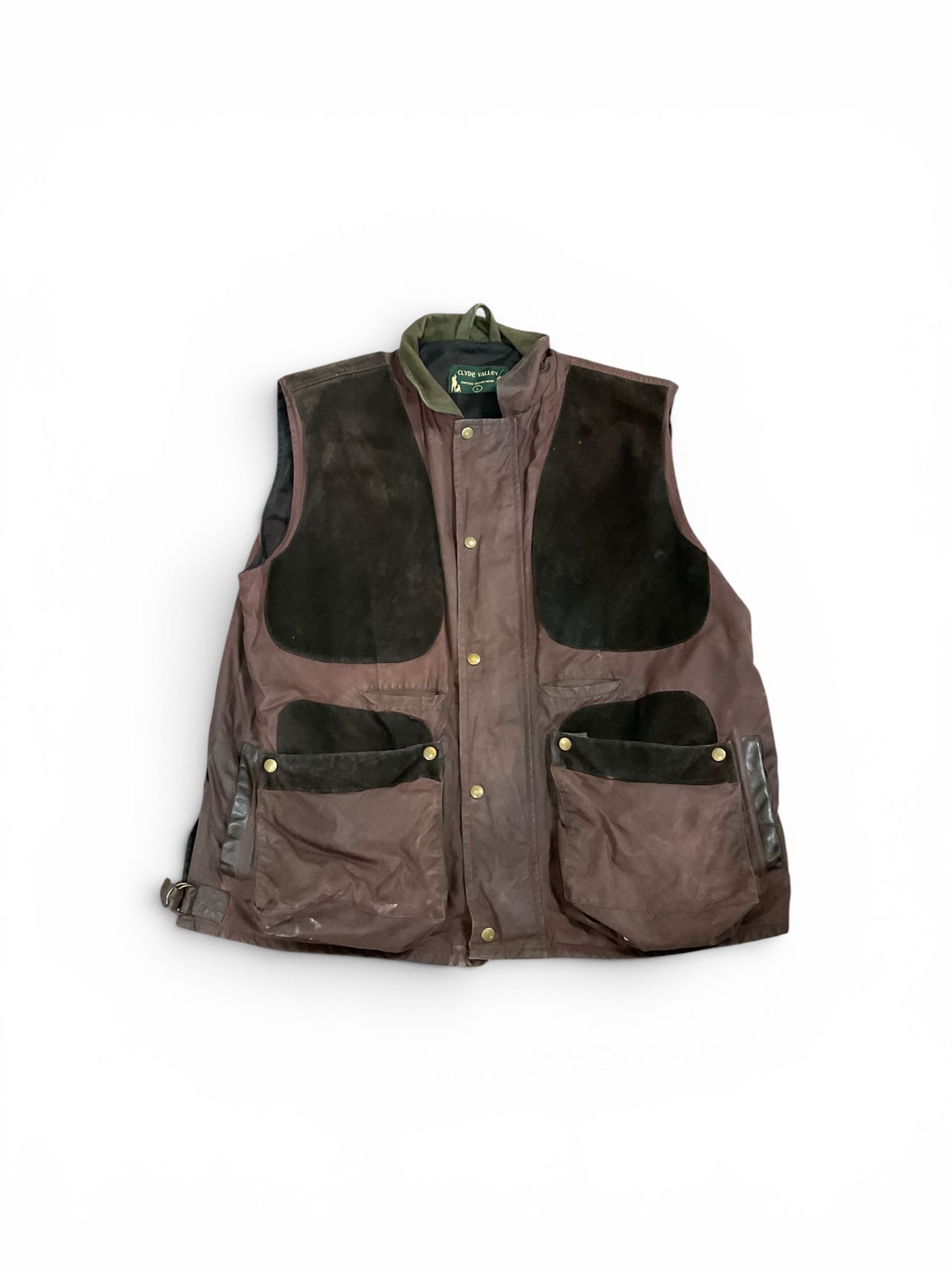 Barbour jacket, together with another jacket, Clyde Valley Gillet, Vision boots and Wychwood shoe box and bag  