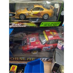 Radio Control Porsche 911 GT2, boxed, Joyride The Fast and The Furious 1:18 scale diecast model, Corgi James Bond vehicles, and a large collection of loose diecast cars, including Matchbox examples