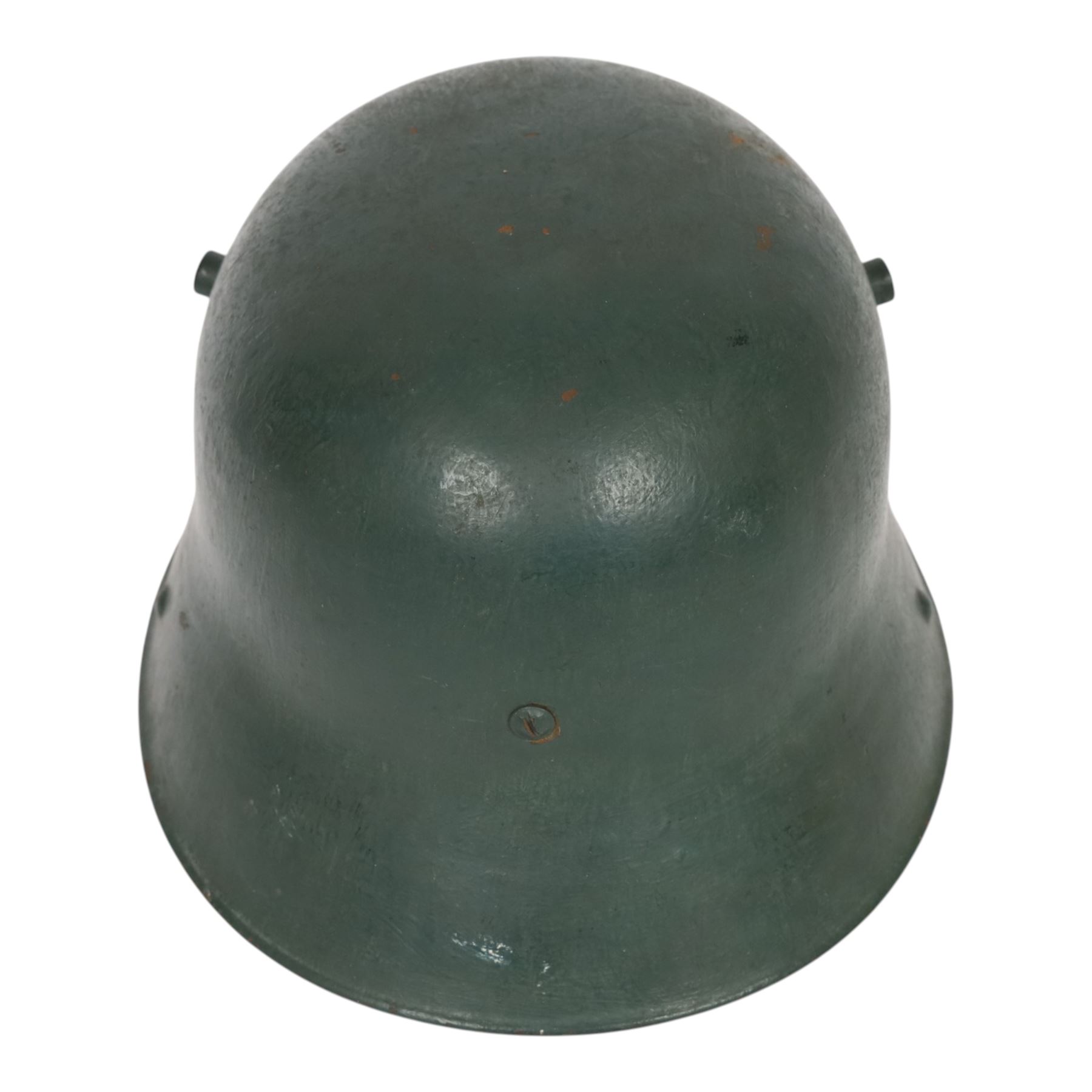 German double decal  M16 helmet with tricolour decal to the right and army eagle to the left, with leather lining and strap 