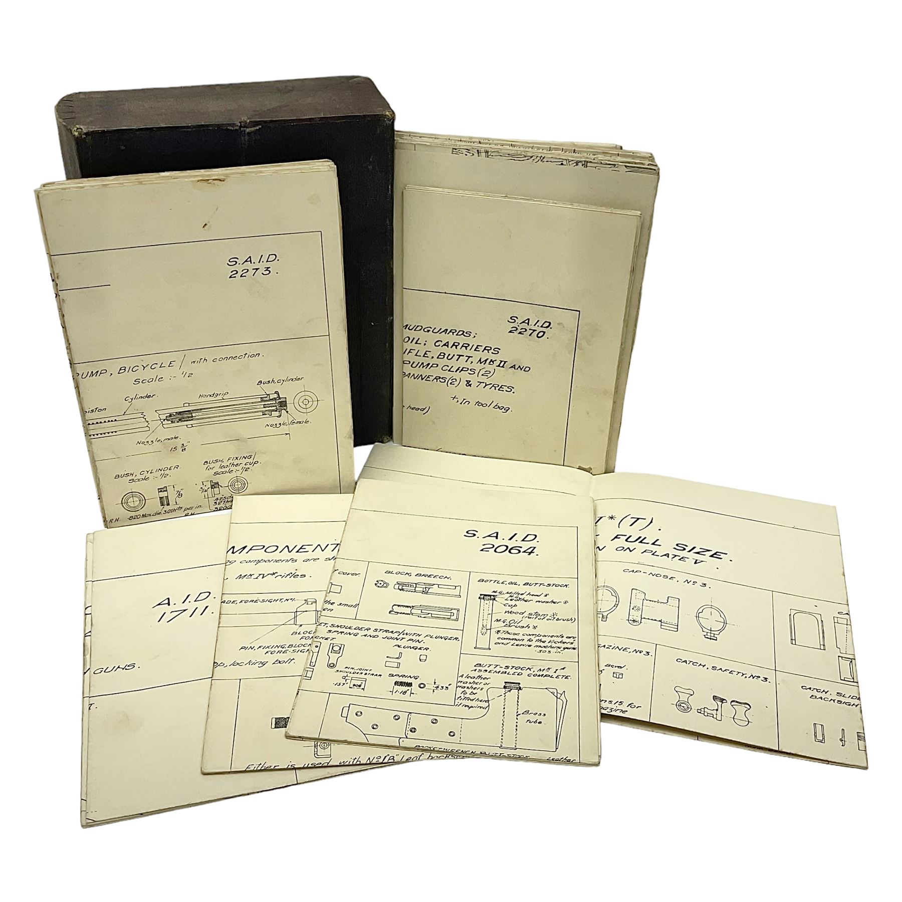 Instructions For Armourers - 1931 folder of nineteen folding plans for various weapons and military bicycles