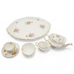 Royal Crown Derby 1128 miniature tea set, Derby Posies miniature tea set, a teacup and saucer, a twin handled mug and Royal Worcester miniature teacup and saucer 