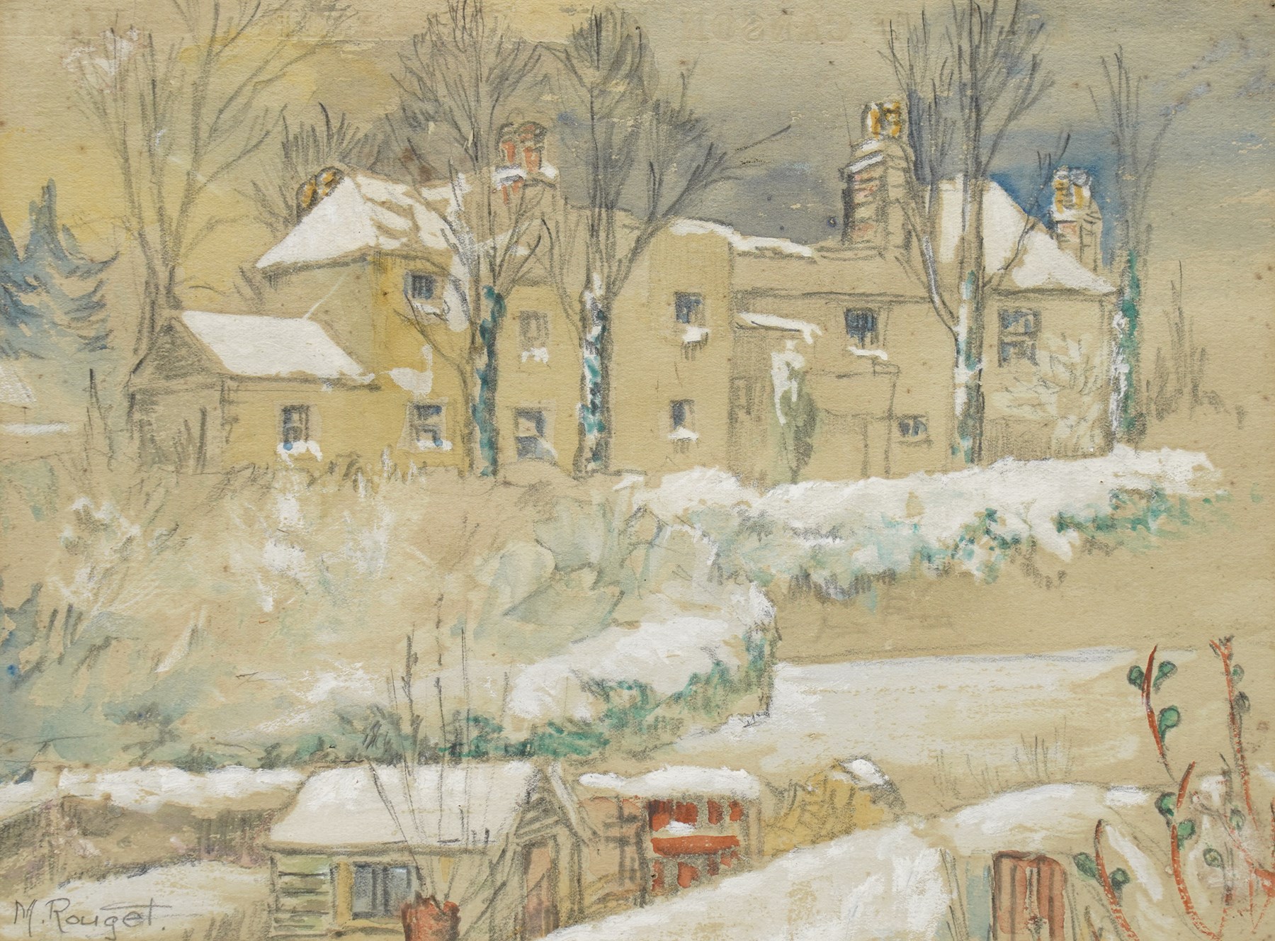 Marie Rouget (Guernsey 20th Century): The Hermitage, watercolour and pencil signed, titled verso 22cm x 30cm
Provenance: exh. Société des Artistes Français - Salon 1966, label and stamp verso